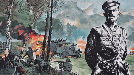 Mural przedstawiający żołnierza wyklętego Hieronima Dekutowskiego na ścianie budynku przy ulicy Wyspiańskiego w Tarnobrzegu. Fot.PAP/D. Delmanowicz 