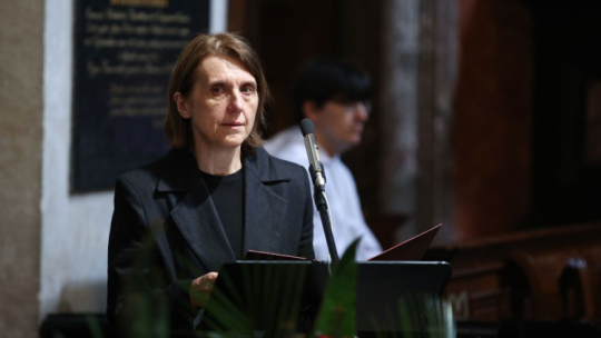 Minister kultury i dziedzictwa narodowego Hanna Wróblewska na uroczystościach pogrzebowych kompozytora Jana A.P. Kaczmarka w kościele świętych Piotra i Pawła w Krakowie. Fot. PAP/Ł. Gągulski