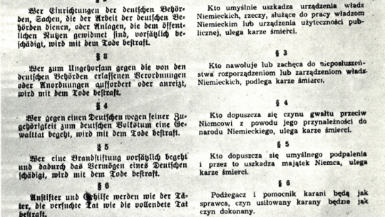 Wykaz czynów karanych śmiercią w zarządzeniu Hansa Franka z 31 października 1939. Źródło: Wikipedia