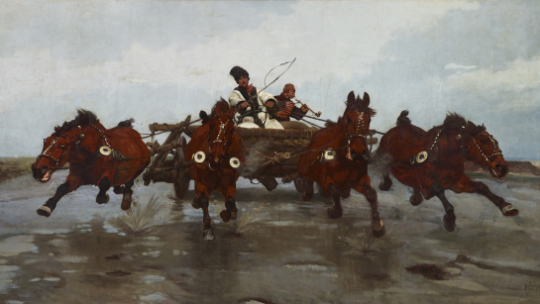 Czwórka (1881), Józef Chełmoński. Żródło: zbiory cyfrowe Muzeum Narodowego w Krakowie.