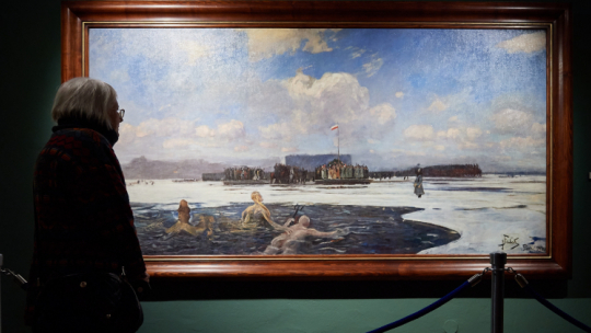 Gdańsk, 07.02.2017. Prezentacja obrazu "Zaślubiny Polski z morzem" Juliana Fałata. w Narodowym Muzeum Morskim w Gdańsku, 07.02.2017. PAP/Adam Warżawa