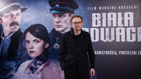 Reżyser Marcin Koszałka podczas premiery swojego filmu „Biała odwaga” w lutym 2024 r. w kinie Kijów w Krakowie. Fot. PAP/Łukasz Gągulski 