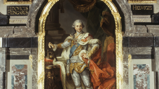 Stanisław August Poniatowski w stroju koronacyjnym na portrecie, którego autorem jest Marcello Baciarelli, fot. PAP/J. Morek