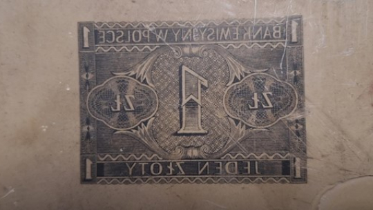 Matryca litograficzna rewersu banknotu. Fot. C. Alka 