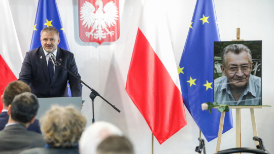 Waldemar Żurek, minister sprawiedliwości podczas uroczystości nadania sejmowej sali imienia Leszka Moczulskiego. Fot. PAP/Tomasz Gzell