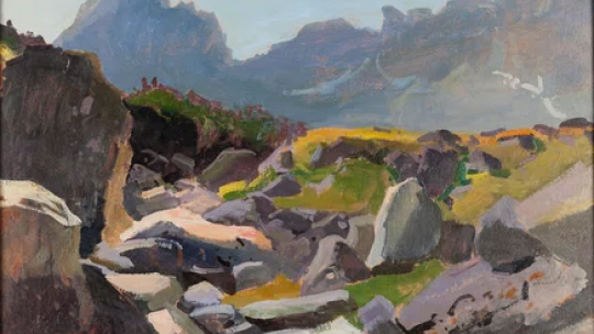 Obraz Stanisława Gałka Kościelec i Świnica z Doliny Gąsienicowej wylicytowany na aukcji w Desa Unicum za 17 tys. zł. Fot. Desa Unicum