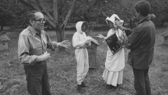 Wrzesień 1981. Pisarz, reżyser Tadeusz Konwicki podczas realizacji filmu "Dolina Issy". Fot. PAP/Witold Rozmysłowicz