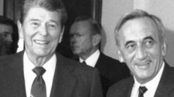 Ronald Reagan i premier Tadeusz Mazowiecki. 1990-09-14. Fot. PAP/I. Radkiewicz