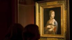 Obraz Leonarda da Vinci "Dama z gronostajem". Fot. PAP/P. Kula