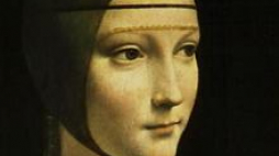 Portret Cecylii Gallerani, "Dama z gronostajem", obraz Leonarda da Vinci. Fot. PAP/Reprodukcja