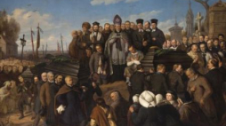 Aleksander Lesser "Pogrzeb pięciu ofiar 1861 r.". Źródło: Muzeum Narodowe w Krakowie