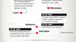 Mapa stanu wojennego w Polsce 1981-1982
