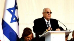 Prezydent Izraela Reuwen Riwlin przemawia podczas otwarcia wystawy Muzeum Historii Żydów Polskich. Fot. PAP/T. Gzell