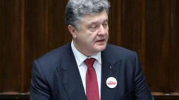Prezydent Ukrainy Petro Poroszenko w Sejmie podczas uroczystego zgromadzenia posłów i senatorów. Fot. PAP/L. Szymański