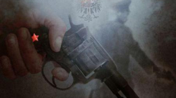 Fragment plakatu filmu dokumentalnego „Rozstrzelać Polaków”