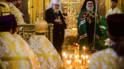 Patriarcha antiocheński Jan X (P) i metropolita Sawa w Katedrze św. Marii Magdaleny w Warszawie. Fot. PAP/J. Kamiński