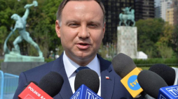Prezydent Andrzej Duda podczas konferencji prasowej w Nowym Jorku. Fot. PAP/J. Turczyk