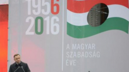 Prezydent Andrzej Duda przemawia podczas obchodów 60. rocznicy rewolucji węgierskiej z 1956 roku w Budapeszcie. Fot. PAP/J. Turczyk
