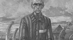 Obraz przedstawiający o. Maksymiliana Kolbego w Auschwitz. Fot. PAP/CAF/L. Surowiec