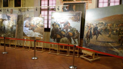 Fragmenty "Panoramy Siedmiogrodzkiej" w Muzeum Okręgowym w Tarnowie. 2015 r. Fot. PAP/P. Topolski 