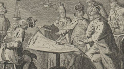 "Europa w lipcu 1772 r.", angielska grafika dotycząca I rozbioru Polski. Źródło: BN Polona 