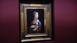 "Dama z gronostajem" Leonarda da Vinci w Muzeum Narodowym w Krakowie. Fot. PAP/J. Bednarczyk