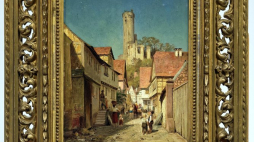 Obraz Roberta Śliwińskiego "Ulica wraz z ruiną zamku" zaprezentowano w Muzeum Narodowym we Wrocławiu. Fot. PAP/J. Karwowski
