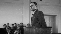 Rotmistrz Witold Pilecki podczas procesu przed Wojskowym Sądem Rejonowym w Warszawie. 03.1948. Fot. PAP/CAF
