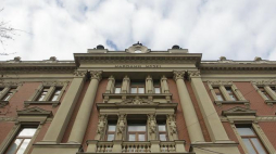 Gmach Muzeum Narodowego w Belgradzie podczas renowacji. 01.2018. Fot, PAP/EPA