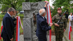 Odsłonięcie pomnika poświęconego Polakom zamordowanym przez ukraińskich nacjonalistów odbyło się na Cmentarzu Wojska Polskiego w Bielsku-Białej. Fot. PAP/A. Grygiel