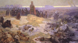 Obraz Alfonsa Muchy „Po bitwie pod Grunwaldem”. Źródło: Wikimedia Commons
