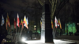 Białystok, 05.02.2018. Uroczystości przed Pomnikiem Bohaterów Getta w ramach obchodów 75. rocznicy początku likwidacji getta w Białymstoku. Fot. PAP/M. Zieliński 