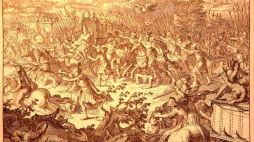 Gobelin przedstawiający bitwę pod Gaugamelą. Źródło: Wikimedia Commons
