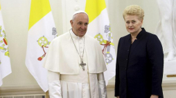 Spotkanie prezydent Litwy Dalii Grybauskaite i papieża Franciszka. Wilno, 22.09.2018. Fot. PAP/EPA