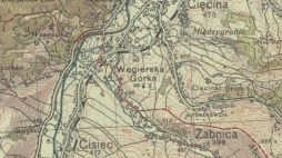Węgierska Górka na mapie Wojskowego Instytutu Geograficznego z 1938 r. Źródło: CBN Polona