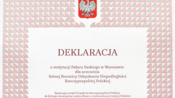 Deklaracja restytucji Pałacu Saskiego, podpisana przez prezydenta Andrzeja Dudę, 11.11.2018. Źródło: KPRP/Twitter