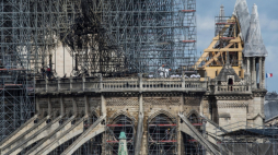 Paryż, 24 04 2019. Katedra Notre-Dame po pożarze. Fot. PAP/EPA/Ch. P. Tesson