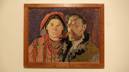 Autoportret Stanisława Wyspiańskiego z żoną na wystawie „Wyspiański” w Muzeum Narodowym w Krakowie. 2017 r. Fot. PAP/S. Rozpędzik
