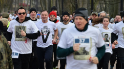 Prezydent Andrzej Duda (C-L) bierze udział w biegu „Tropem Wilczym” w Mińsku Mazowieckim. Fot. PAP/P. Piątkowski