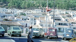 Hiszpania Mijas 1974. Miasteczko w Andaluzji, położone wśród wzgórz Costa del Sol. Jedno z tzw. białych miasteczek typowych dla południowych rejonów Hiszpanii. PAP/E. Hannemann