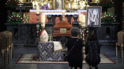 Kalwaria Zebrzydowska, 11.09.2020. Uroczystości pogrzebowe arcybiskupa seniora archidiecezji lwowskiej kard. Mariana Jaworskiego, 11 bm. w Sanktuarium Pasyjno-Maryjnym w Kalwarii Zebrzydowskiej.  PAP/Ł. Gągulski