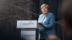 Berlin 5.09.2020. Kanclerz Angela Merkel na  obchodach 70-lecia Centralnej Rady Żydów w Niemczech. Fot. PAP/EPA
