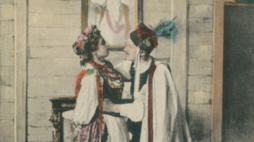Pocztówka z inscenizacji "Wesela" w Teatrze Polskim we Lwowie w 1901 r. BN Polona