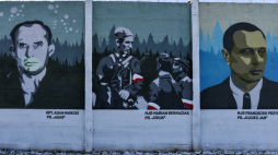 Mural ku czci Żołnierzy Wyklętych na Lubelszczyźnie na murze aresztu śledczego w Lublinie. Fot. PAP/W. Jargiło