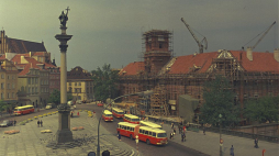 Plac Zamkowy, na pierwszym planie Kolumna Zygmunta, z prawej odbudowywany Zamek Królewski. Warszawa, 06.07.1974. PAP/W. Ochnio