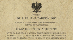 Tablica upamiętniająca Jana i Antoninę Żabińskich – Sprawiedliwych wśród Narodów Świata. Źródło: www.ipn.gov.pl