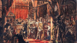 Koronacja Chrobrego – obraz Jana Matejki. Zbiory Zamku Królewskiego w Warszawie. Źródło: Wikimedia Commons