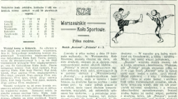 Informacja prasowa o meczu rozegranym pomiędzy Polonią Warszawa a Koroną Warszawa 19 listopada 1911 roku. Źródło: Wikimedia Commons