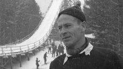 Karpacz (Orlinek), 1947-01-01. Inauguracja skoczni narciarskiej. Nz. Stanisław Marusarz. Fot. PAP/W. Komorowski