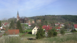 Panorama Gietrzwałdu. Fot. Wikipedia.